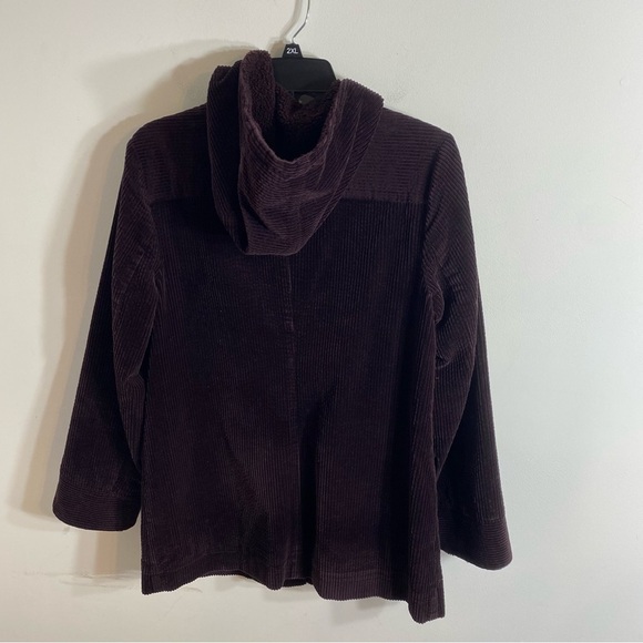 J.Jill Heritage Tumbled Coat Small Purple Chore Corduroy Hooded Button Jacket - Picture 7 of 9